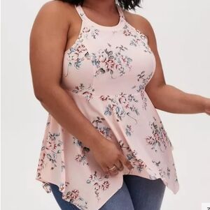 Torrid Pink Floral Babydoll Chablis Goddess Neck Tank Women's Plus Size 3X